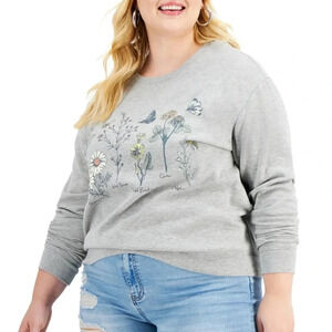 Love Tribe Trendy Plus Size Botanical Floral-Graphic Sweatshirt Size 4XL NEW